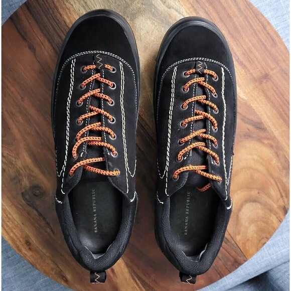 RARE Banana Republic Black Suede Trainers / Hiking Low Tops Men's Size 10 - Picture 4 of 10